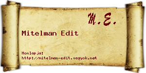 Mitelman Edit névjegykártya